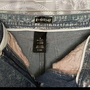 BEBE vintage glam jeans with sliver finish